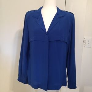 Liz Claiborne Vintage 100% Silk Royal Blue Blouse
